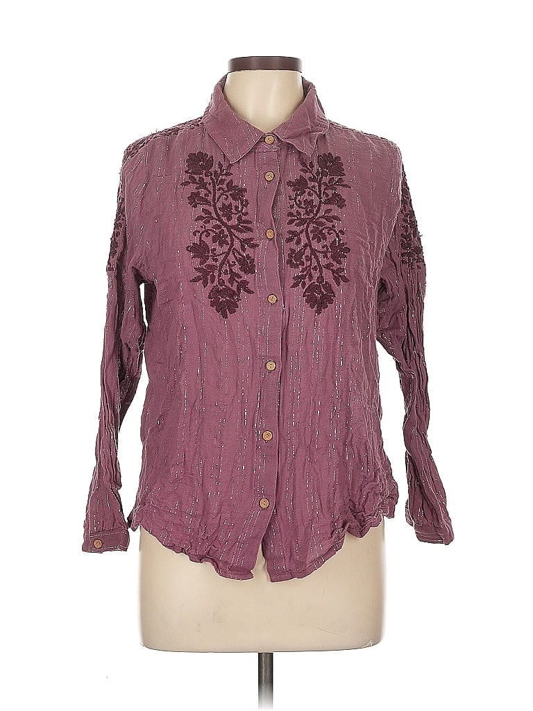 Pre-owned Soft Surroundings Long Sleeve Blouse In Purple