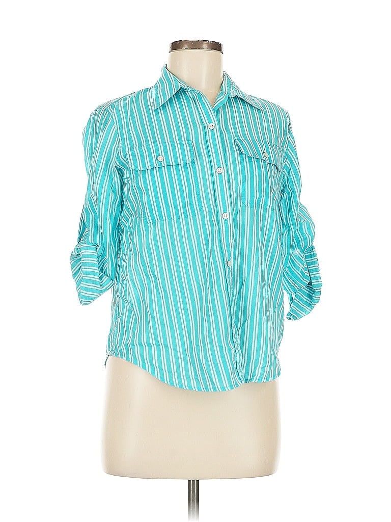 Pre-owned Polo Ralph Lauren 3/4 Sleeve Button Down Shirt In Blue