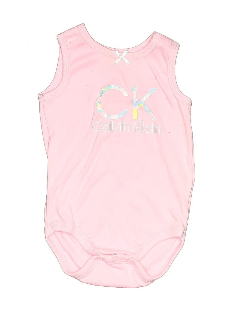 Click to view more detailed imagery on our partner's website Pre-owned Calvin Klein Babies' Short Sleeve Onesie In Pink
