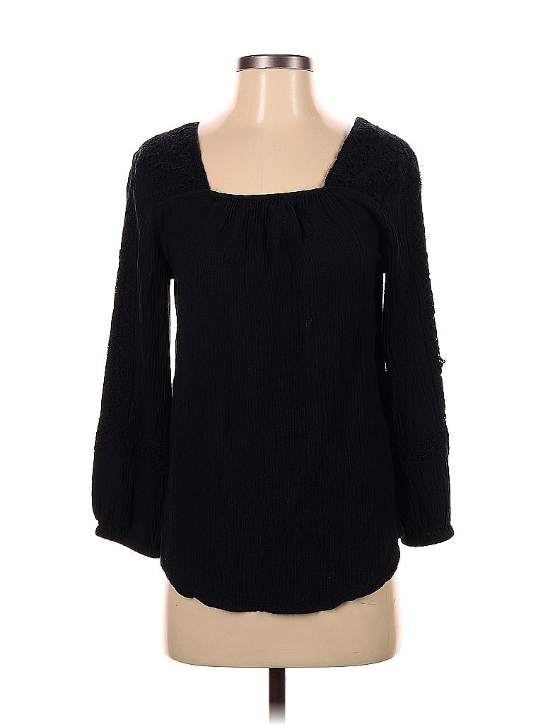 Pre-owned Soft Surroundings Long Sleeve Blouse In Black