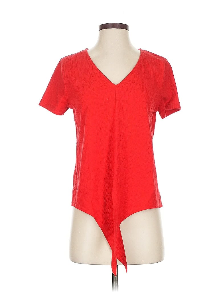Pre-owned J.crew Factory Store Short Sleeve Blouse In Red