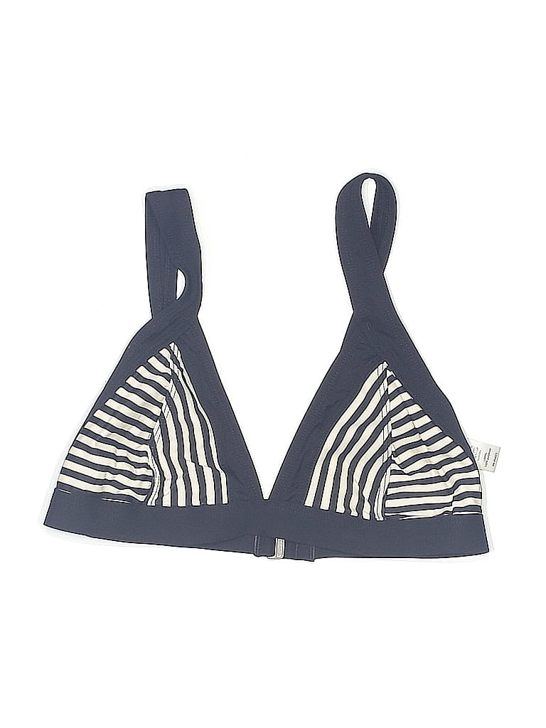Pre-owned Athleta Swimsuit Top Blue Stripes Pattern Swimwear
