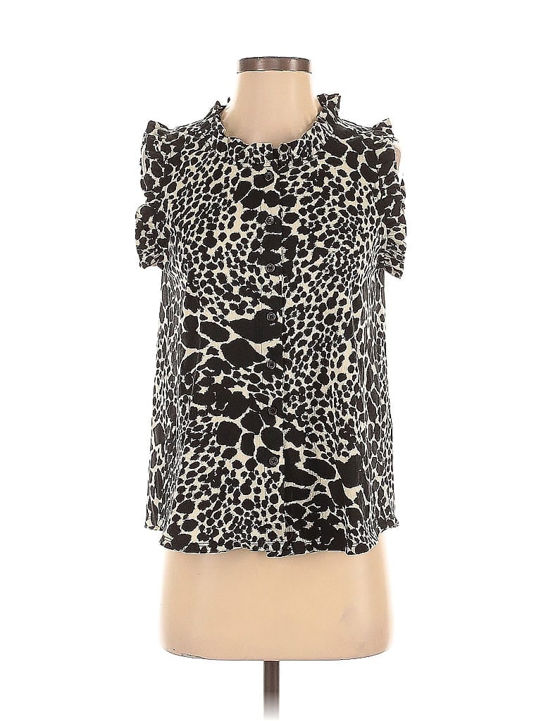 Pre-owned Who What Wear Short Sleeve Blouse In Black