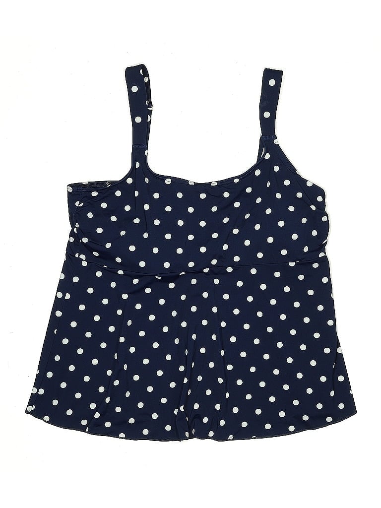 Pre-owned Lands' End Swimsuit Top Blue Polka Dots Pattern Swimwear