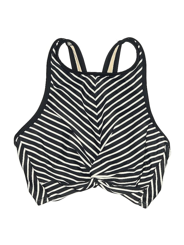 Pre-owned Kona Sol Swimsuit Top Black Chevron/herringbone Pattern Swimwear