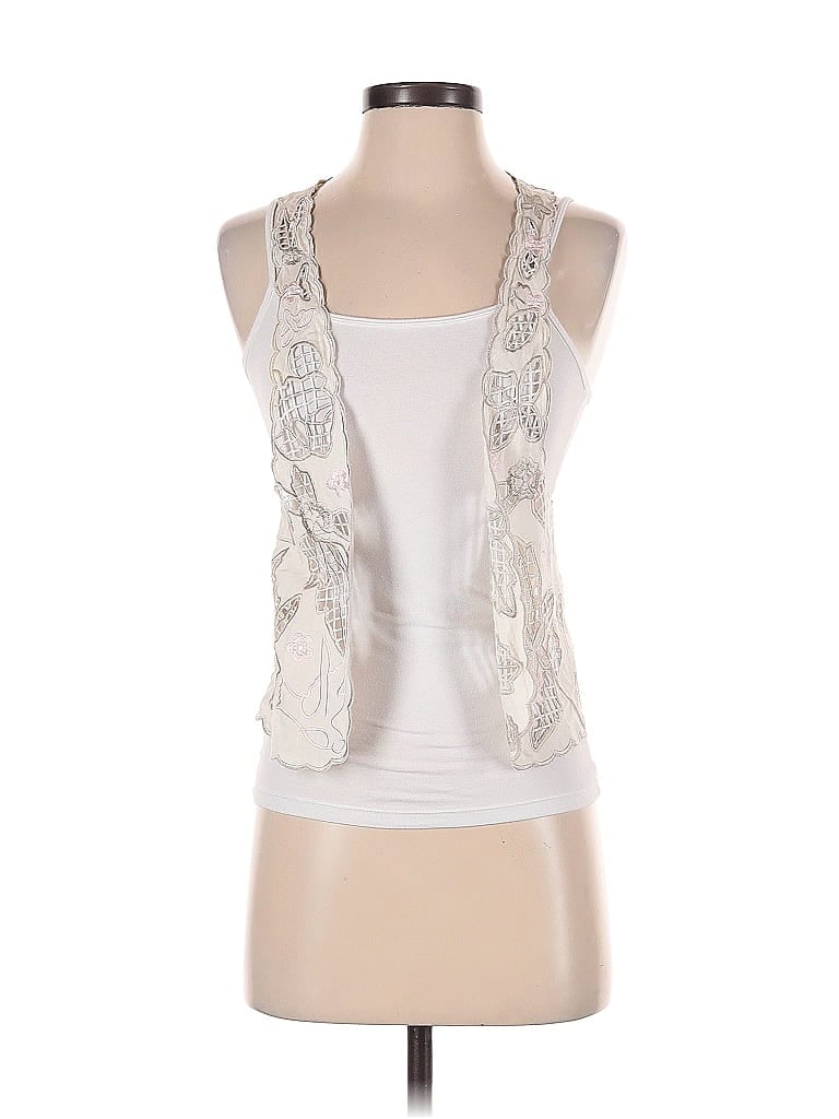 Pre-owned Pins And Needles Sleeveless Top Ivory Halter Neckline Tops In White