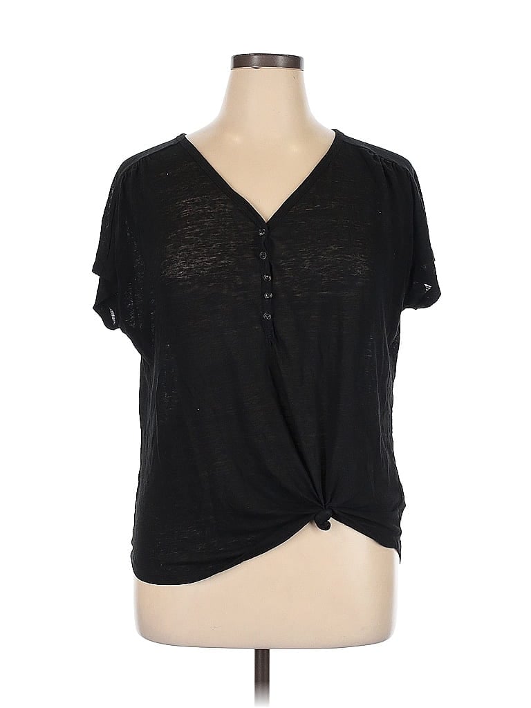 Pre-owned Old Navy Short Sleeve Henley Shirt In Black