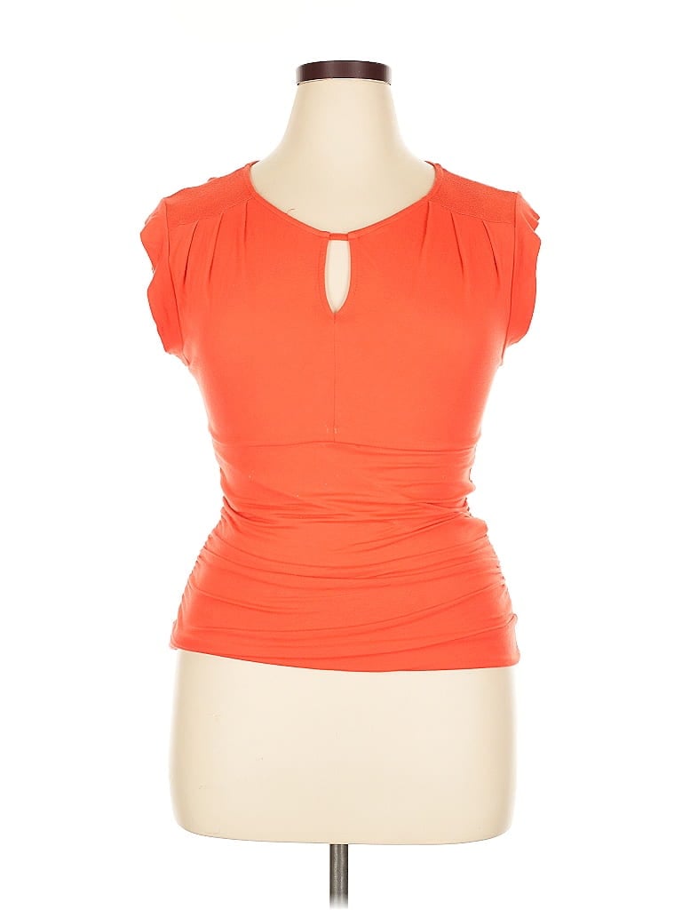 MOA MOA Pre-owned Short Sleeve Top Orange Keyhole Neckline Tops