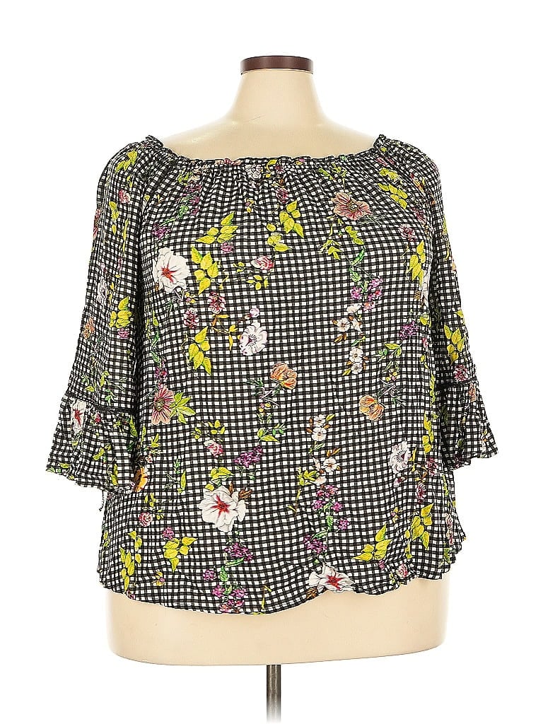 Pre-owned Unique Spectrum 3/4 Sleeve Blouse In Black