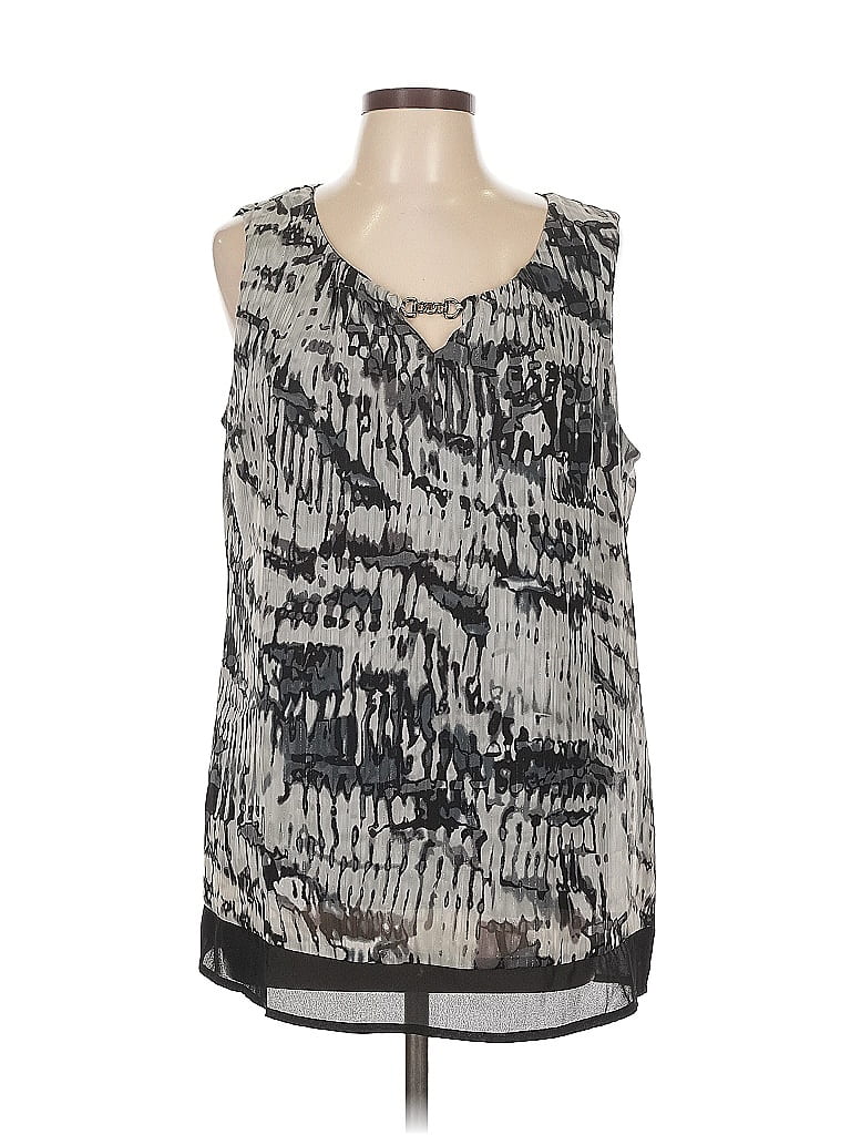 Roz & Ali Sleeveless Blouse In Gray