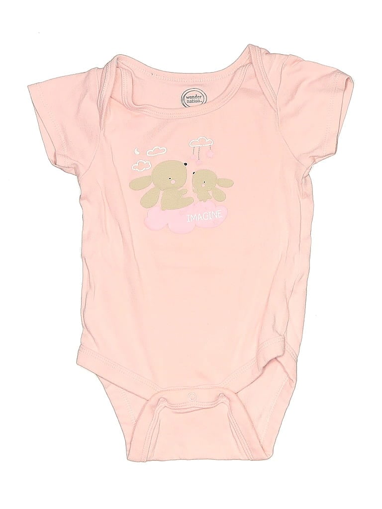 Click to view more detailed imagery on our partner's website Pre-owned Wonder Nation Kids' Short Sleeve Onesie In Pink