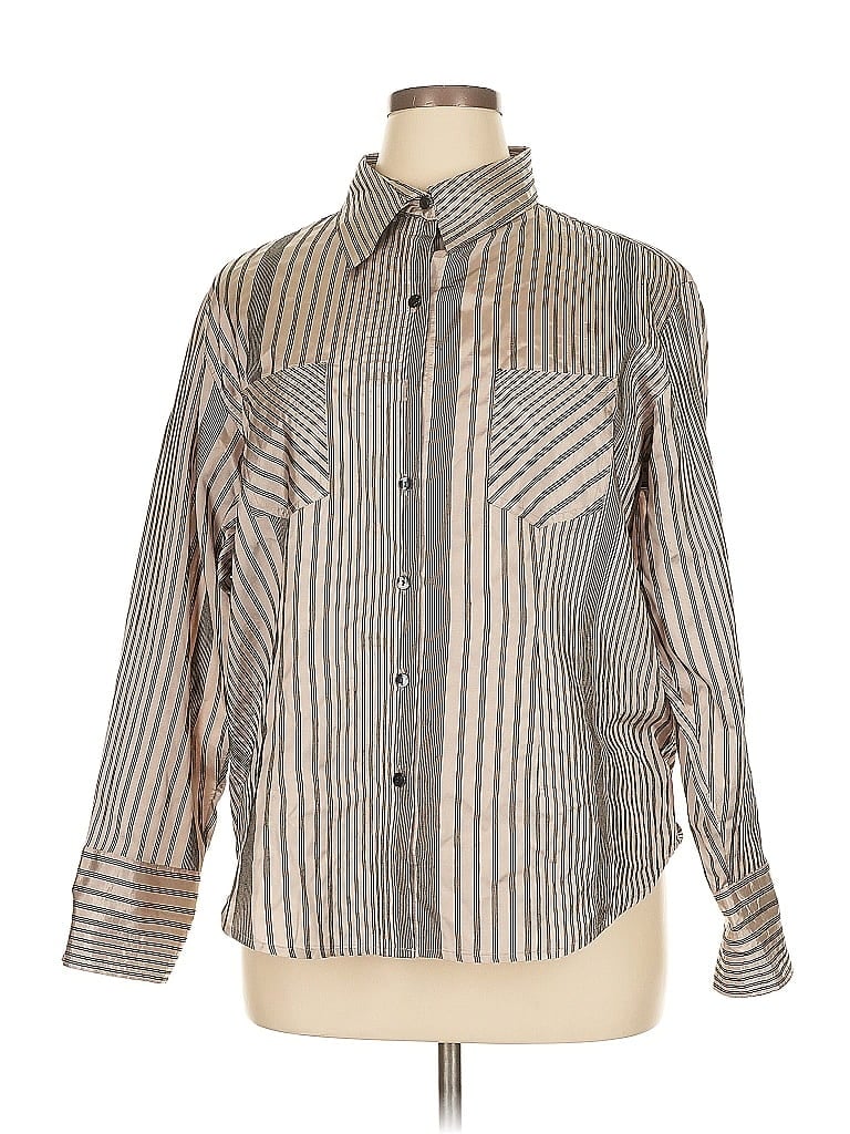 Pre-owned Chico's Long Sleeve Button Down Shirt In Gray