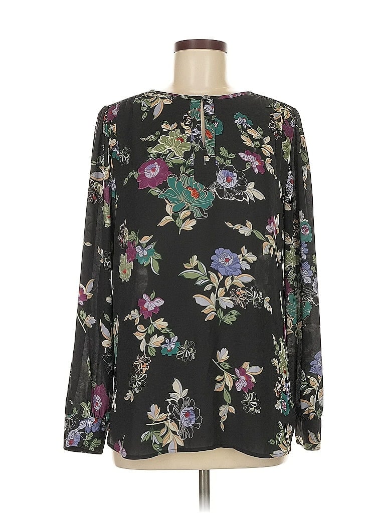 Pre-owned Ann Taylor Loft Long Sleeve Blouse In Black