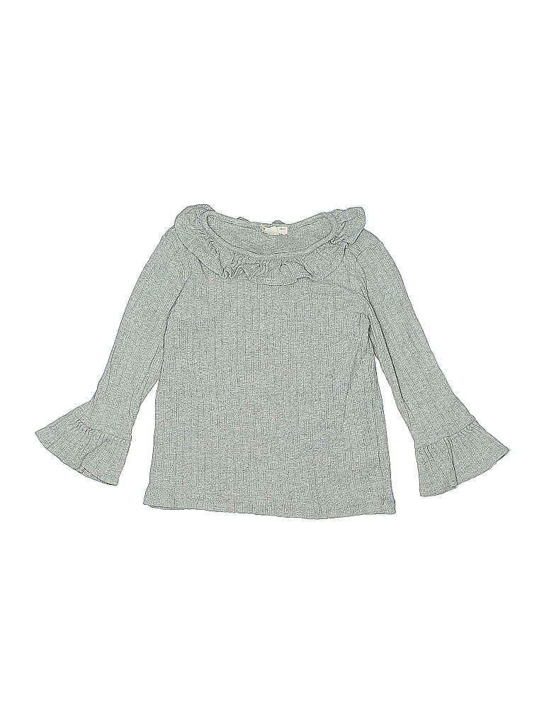 Click to view more detailed imagery on our partner's website Pre-owned Crewcuts Kids' Long Sleeve Top Gray Ruffles Neckline Tops