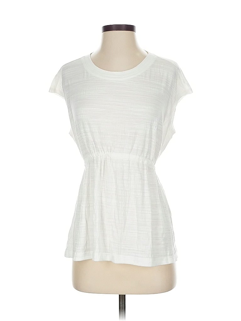 Pre-owned Max Studio Short Sleeve Top Ivory Scoop Neck Tops In White