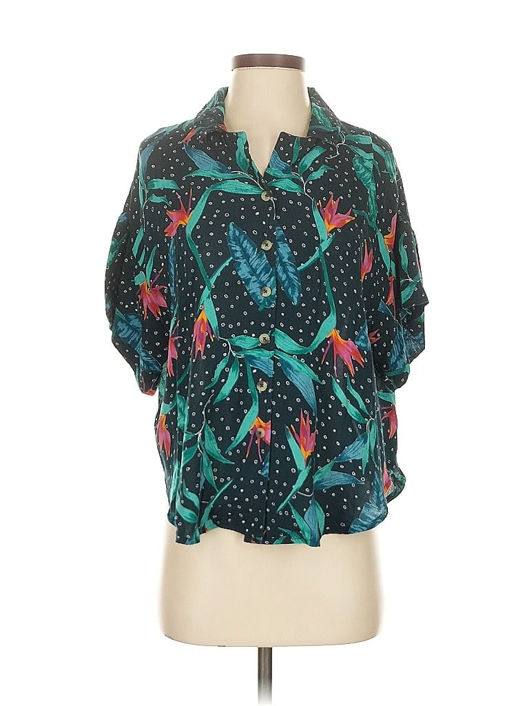 Pre-owned Patrons Of Peace 3/4 Sleeve Blouse In Blue