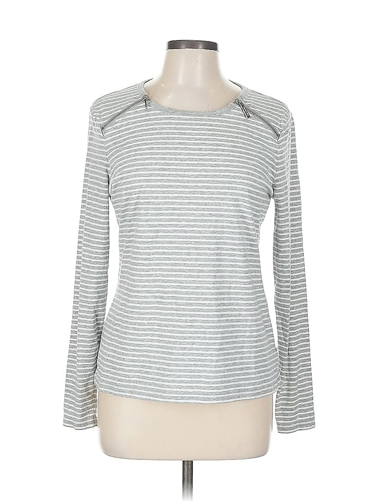 Pre-owned Michael Michael Kors Long Sleeve Top Silver Boatneck Tops