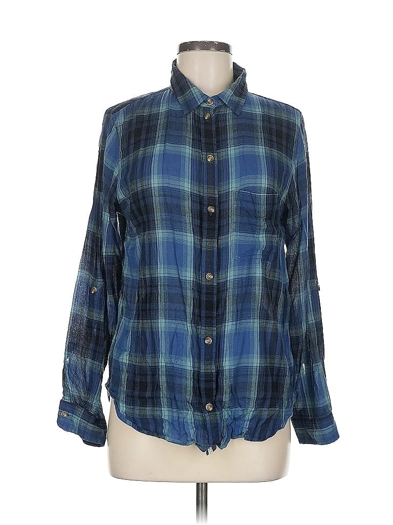 Pre-owned American Eagle Outfitters Long Sleeve Button Down Shirt In Blue