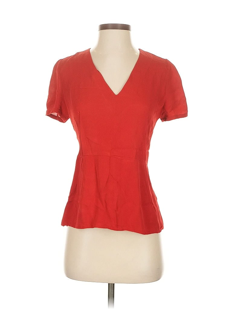 Pre-owned Bimba Y Lola Short Sleeve Top Red V Neck Tops