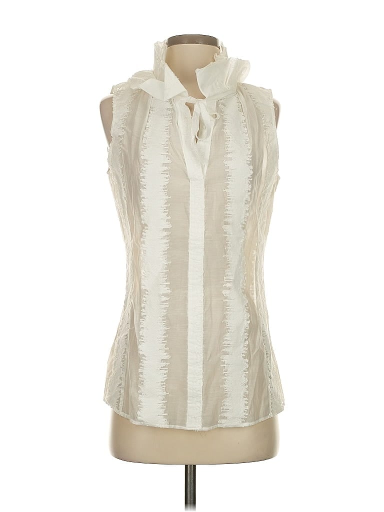Pre-owned Lafayette 148 Sleeveless Blouse In White