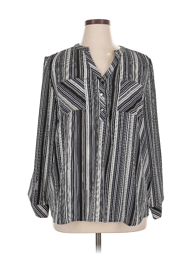 Click to view more detailed imagery on our partner's website Pre-owned Roz & Ali Long Sleeve Blouse In Black