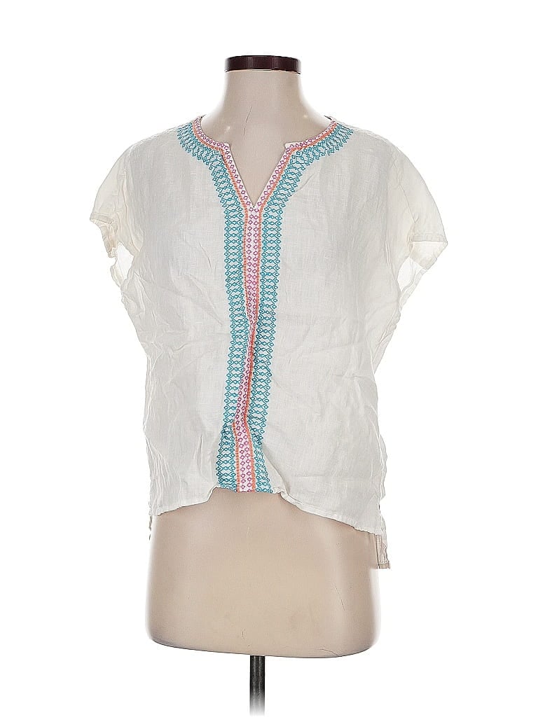 Pre-owned House Of Harlow 1960 Short Sleeve Blouse In White