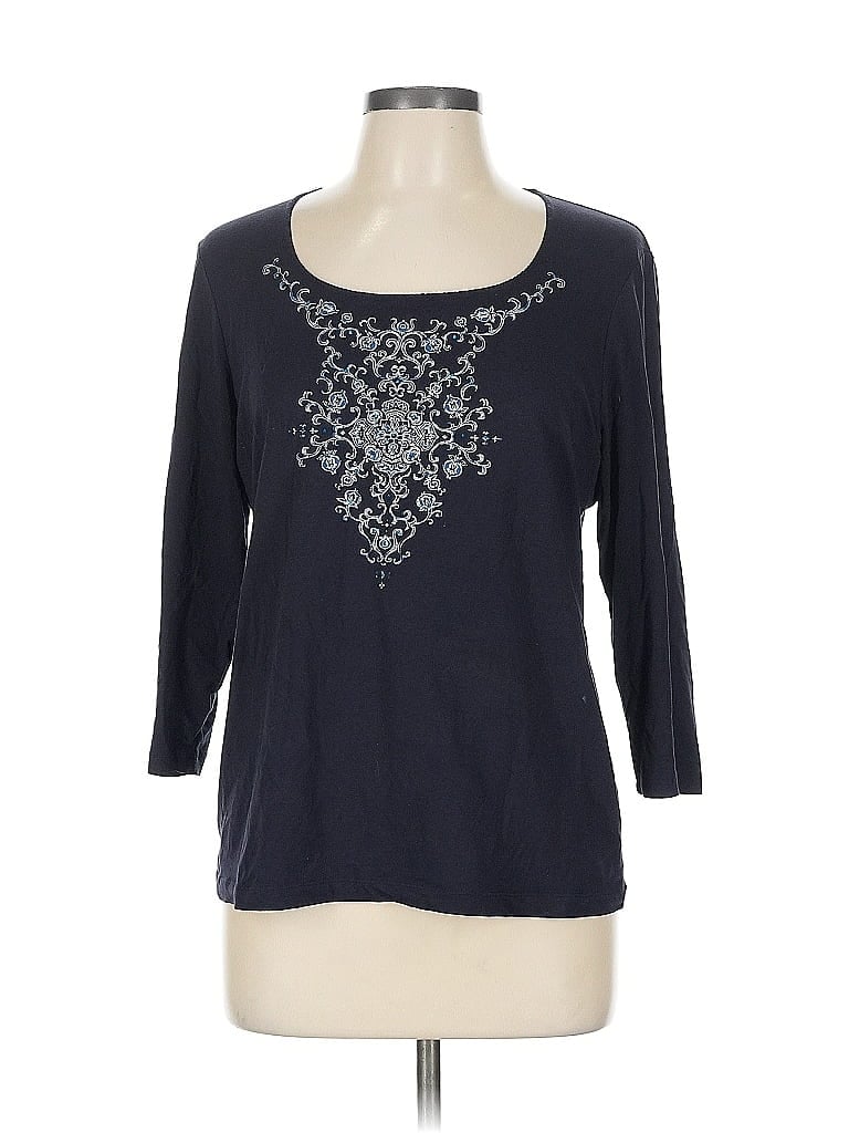 Pre-owned Talbots 3/4 Sleeve T-shirt In Blue