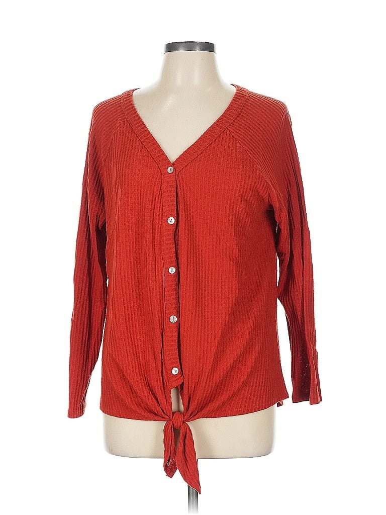 Pre-owned Kim & Cami Cardigan Sweater In Red
