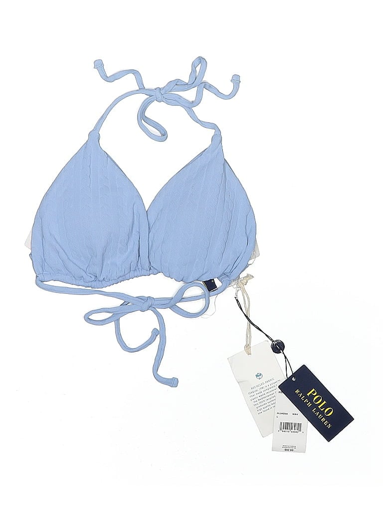 Pre-owned Polo By Ralph Lauren Swimsuit Top Blue Solid Pattern Swimwear