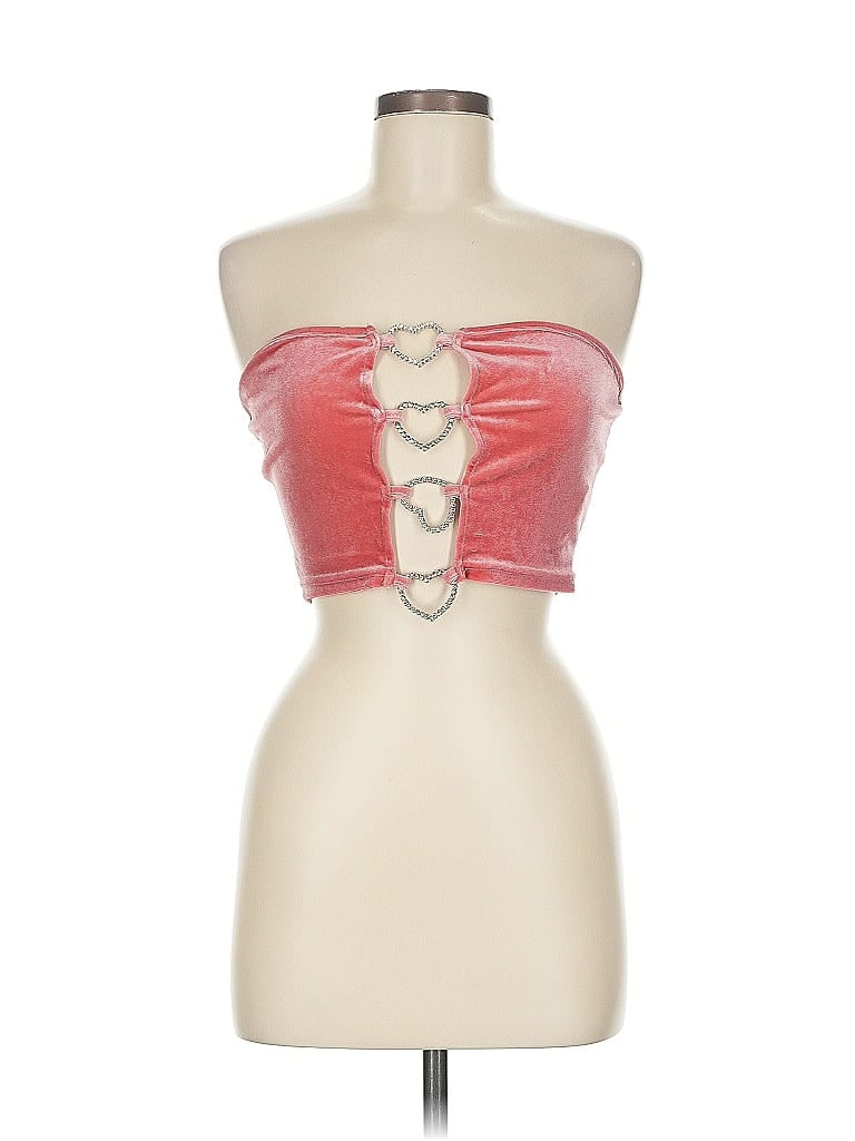 Shein Sleeveless Top Red Strapless Neckline Tops In Red