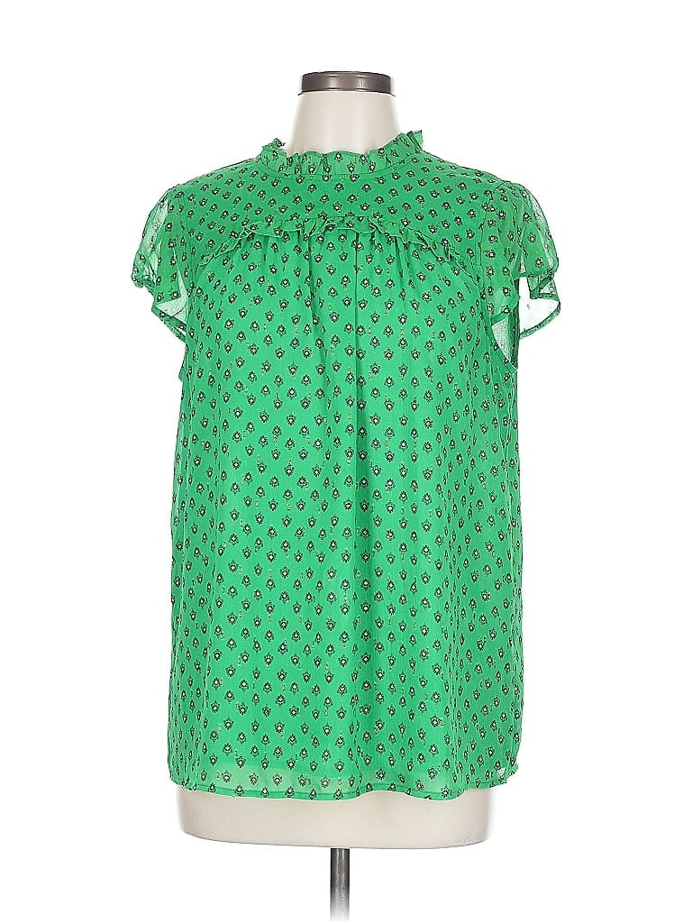 Pre-owned Carolina Belle Short Sleeve Blouse In Green