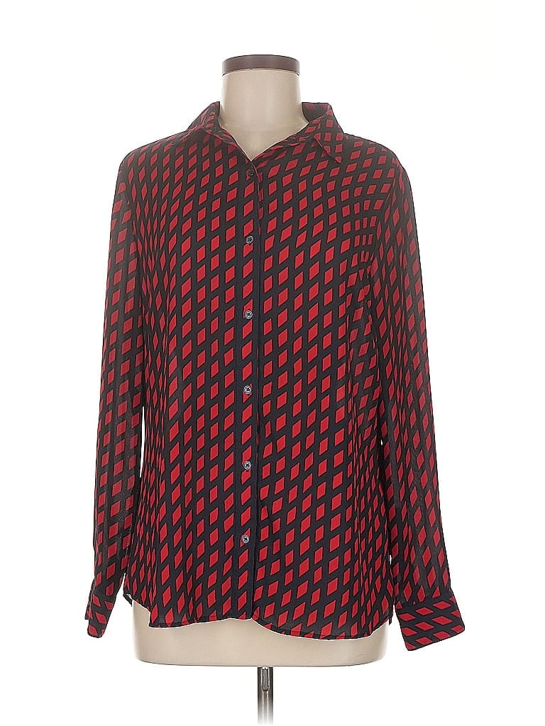 Pre-owned Banana Republic Factory Store Long Sleeve Blouse In Red