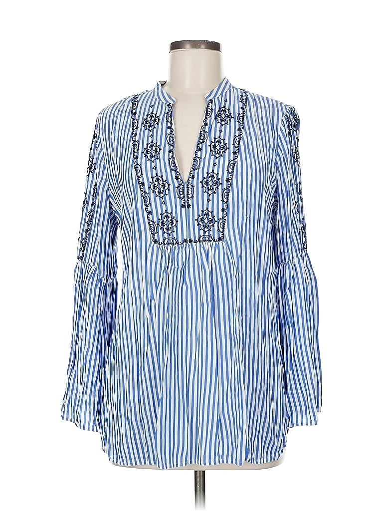 Pre-owned Ann Taylor Loft 3/4 Sleeve Blouse In Blue