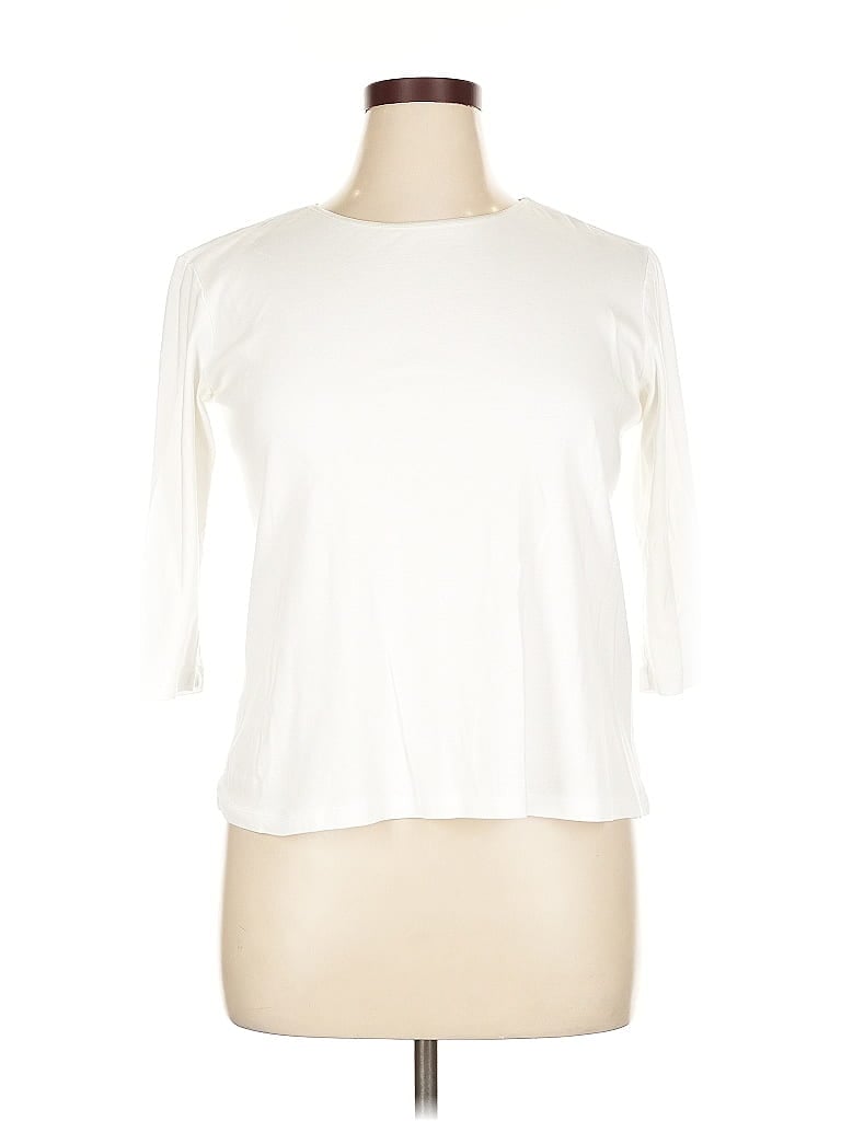 Pre-owned Christopher & Banks 3/4 Sleeve T-shirt In White