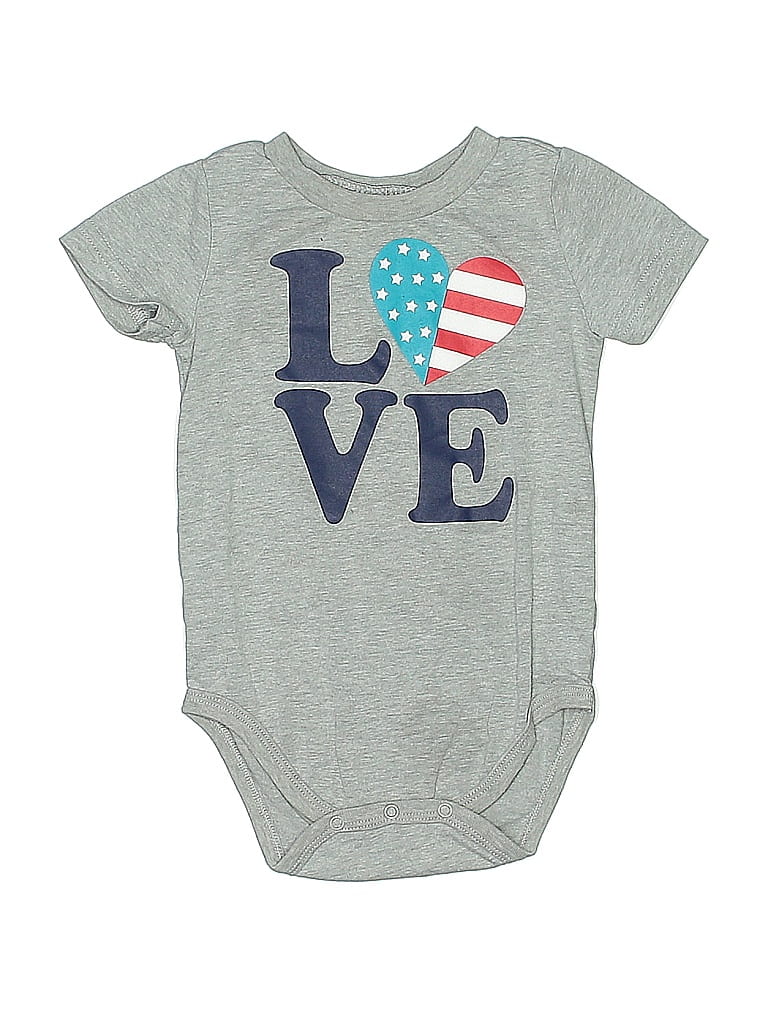 Pre-owned City Streets Babies' Short Sleeve Onesie In Gray