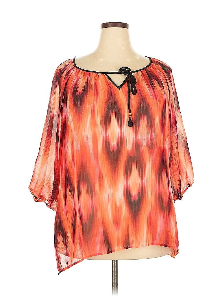 Pre-owned Zac & Rachel 3/4 Sleeve Blouse In Orange