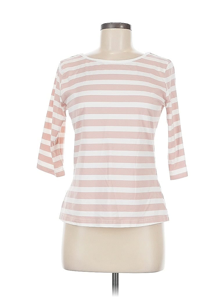 Pre-owned Allegra K 3/4 Sleeve Top Pink Boatneck Tops