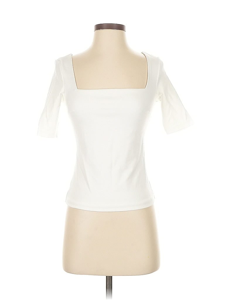Pre-owned Love, Bonito Short Sleeve Top Ivory Sweetheart Neckline Tops In White