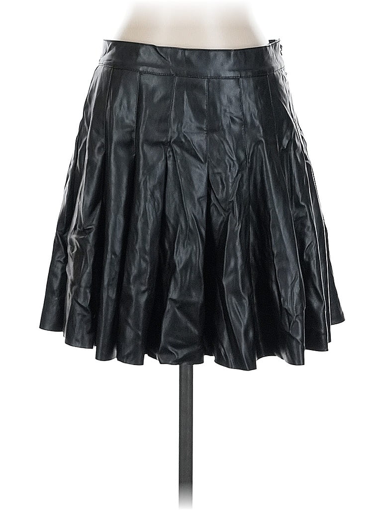 Pre-owned Ever After Faux Leather Skirt In Black