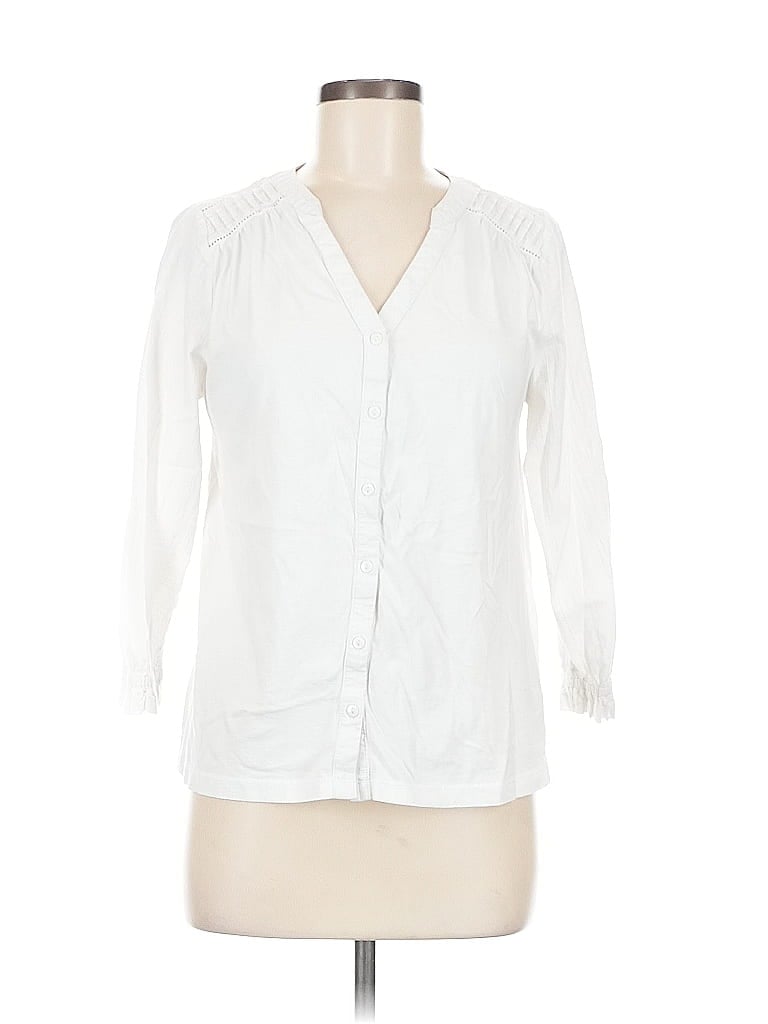 Pre-owned Fat Face 3/4 Sleeve Button Down Shirt In White