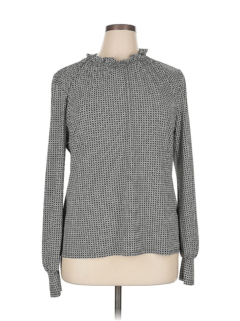Pre-owned Adrianna Papell Long Sleeve Blouse In Gray