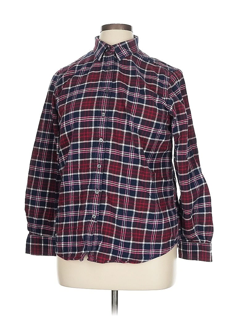 Click to view more detailed imagery on our partner's website Pre-owned Lands' End Long Sleeve Button Down Shirt In Burgundy