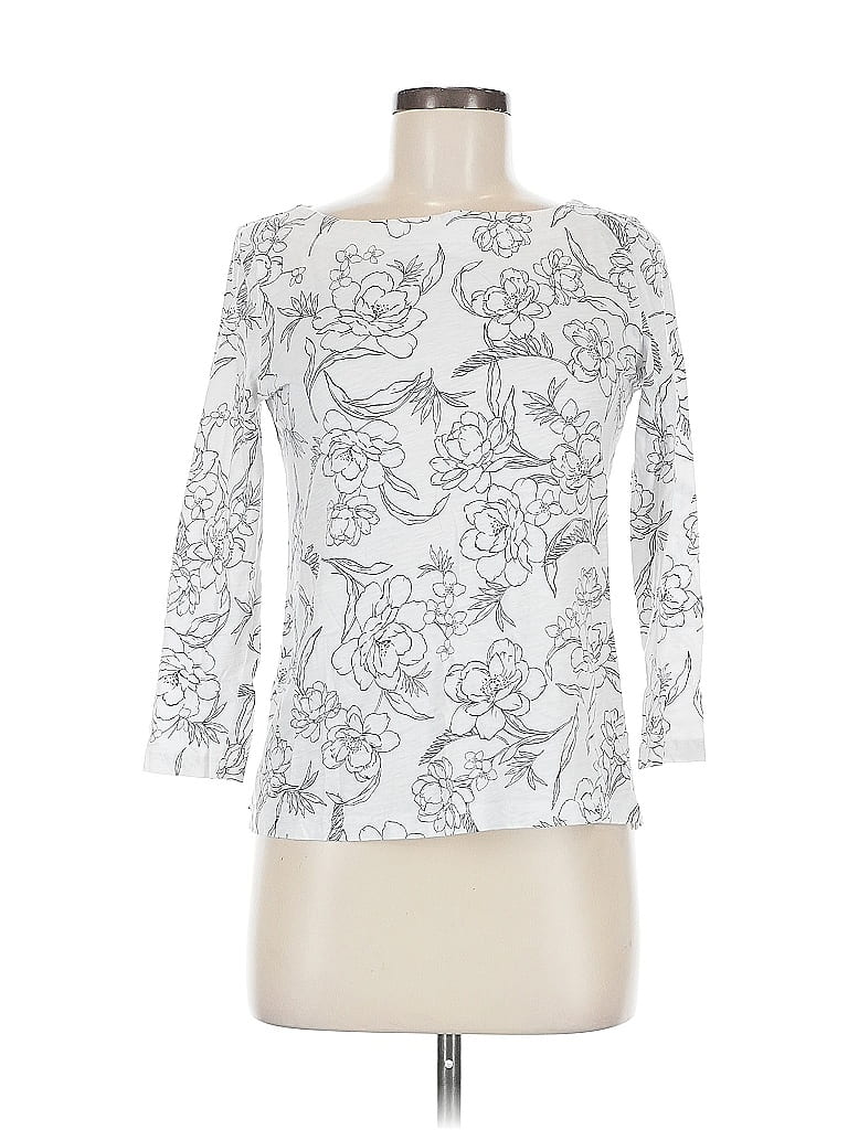Pre-owned Ann Taylor Loft Outlet 3/4 Sleeve T-shirt In White