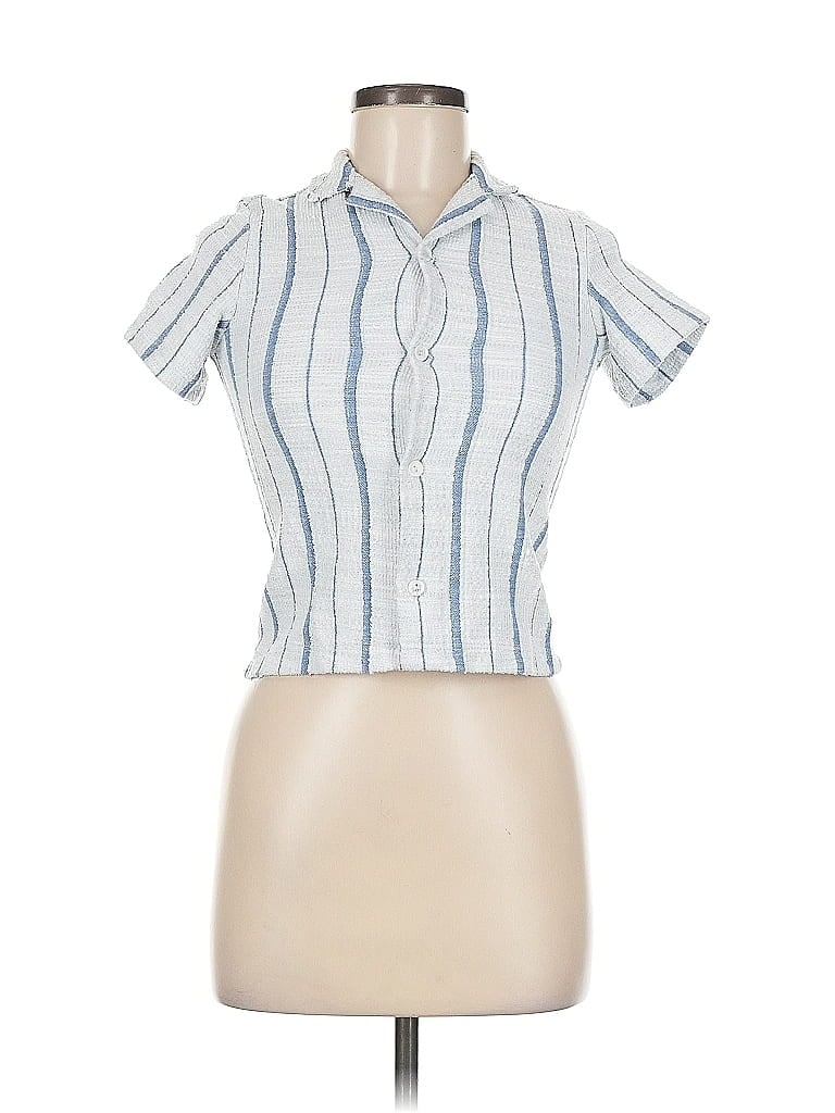 Pre-owned H&m Short Sleeve Blouse In Blue