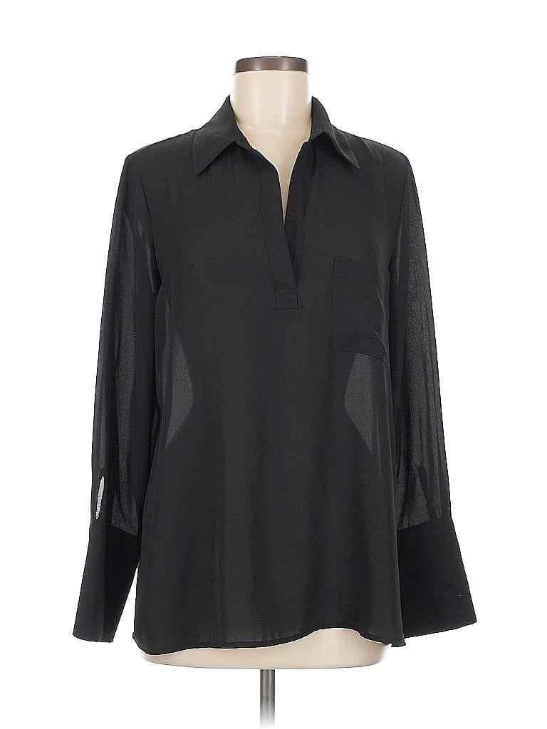 Pre-owned Pleione Long Sleeve Blouse In Black