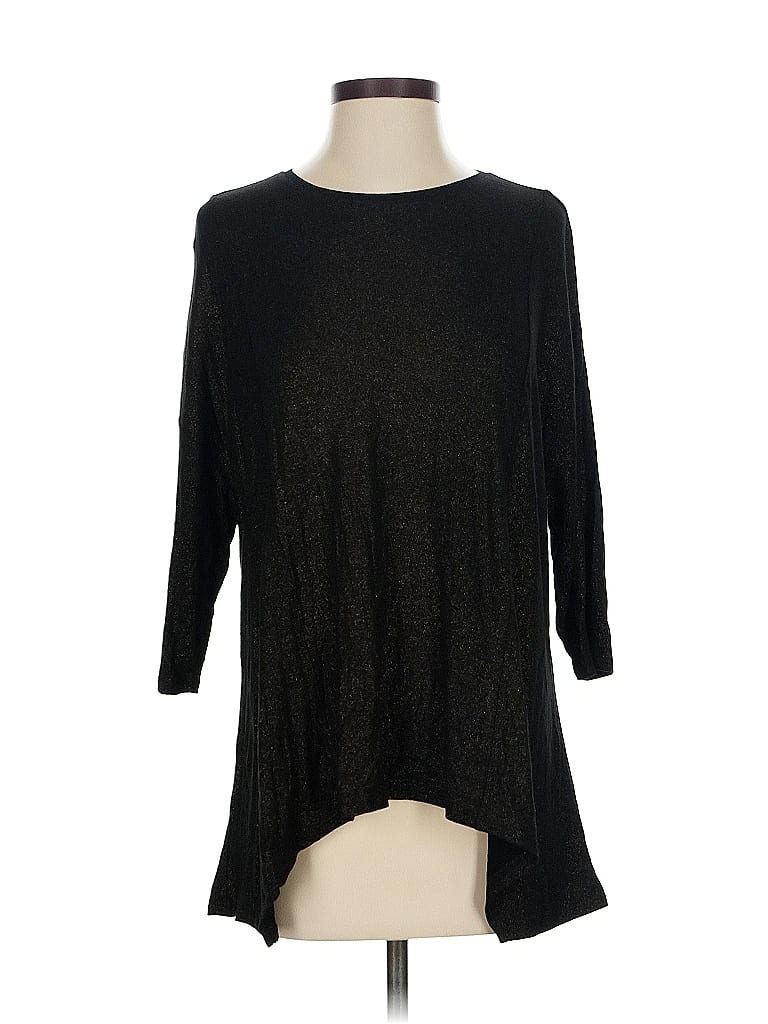 Iman 3/4 Sleeve Top Black Boatneck Tops In Black