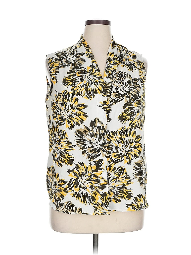 Pre-owned Jones New York Collection Sleeveless Button Down Shirt In Yellow