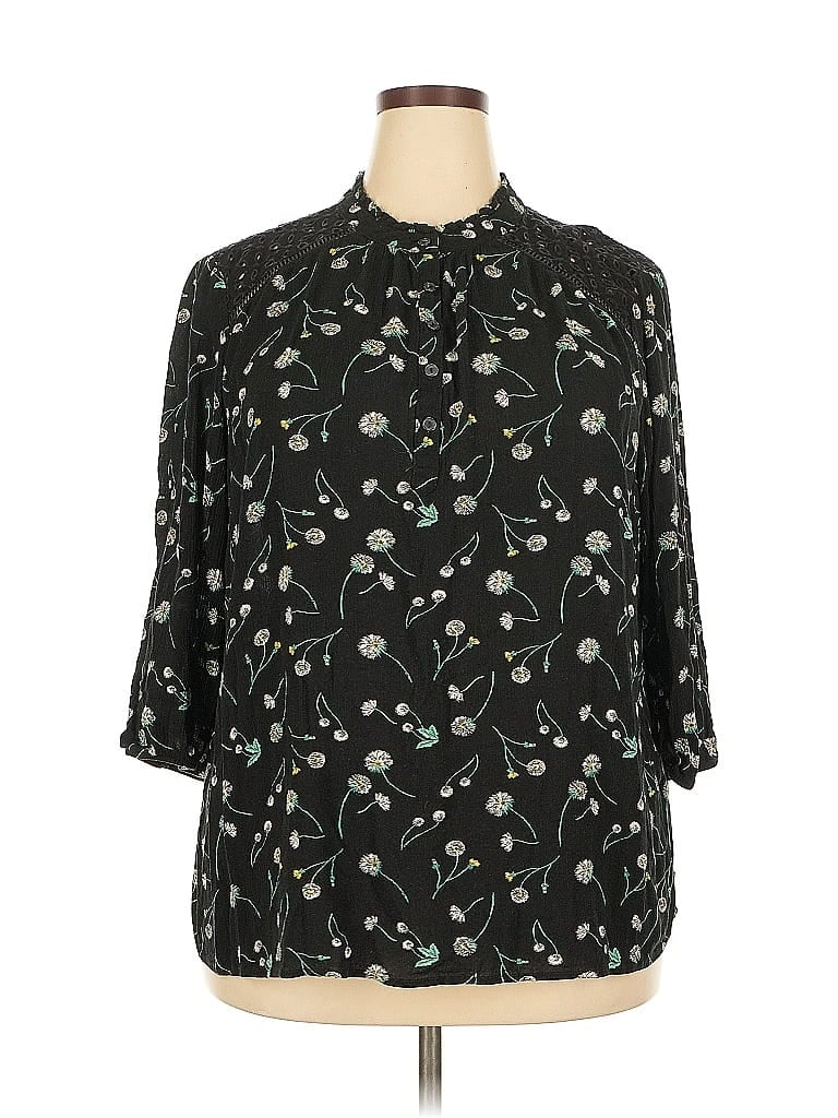 Pre-owned Torrid 3/4 Sleeve Blouse In Black