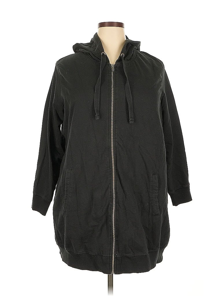 Pre-owned Ellos Zip Up Hoodie In Black