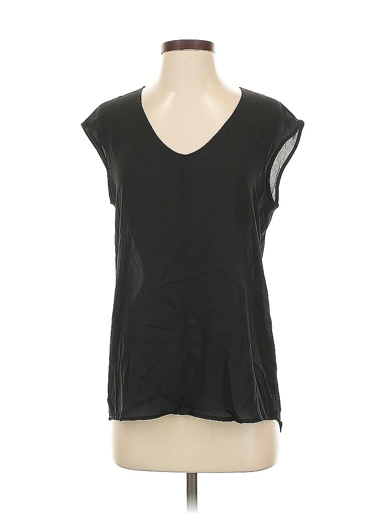 Pre-owned J.crew Factory Store Short Sleeve Top Black V Neck Tops